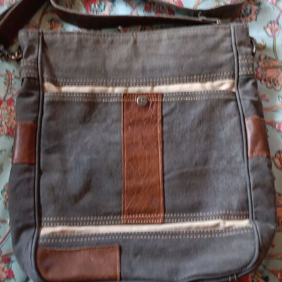 Mona B Messenger Bag. Rustic. Canvas. Leather - Picture 2 of 9